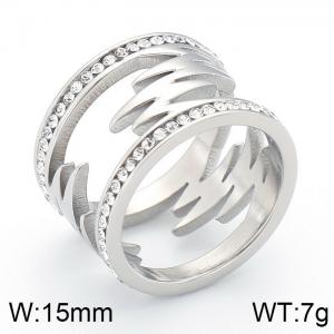 Stainless Steel Stone&Crystal Ring - KR44199-K