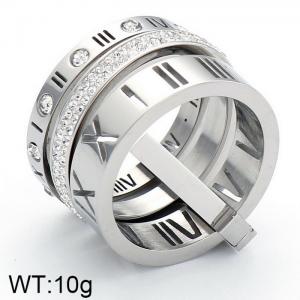 Multi ring ring with diamond and Roman letters trendy fashion accessory ring - KR44205-K