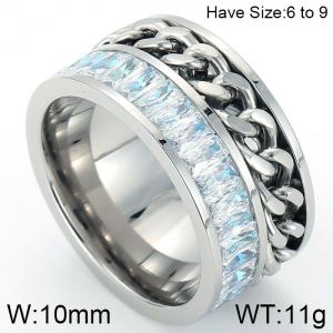 Stainless Steel Stone&Crystal Ring - KR44325-K