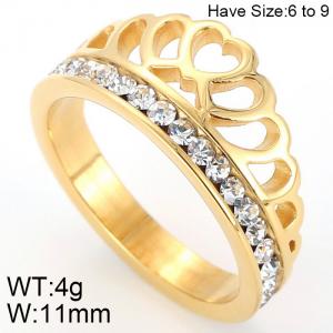 Stainless Steel Stone&Crystal Ring - KR44328-K