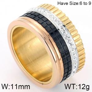 Stainless Steel Stone&Crystal Ring - KR44338-K