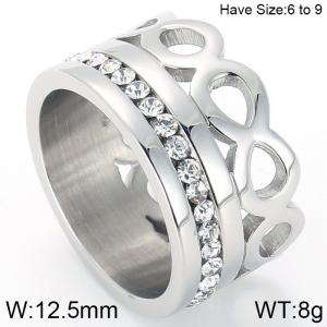 Stainless Steel Stone&Crystal Ring - KR44364-K