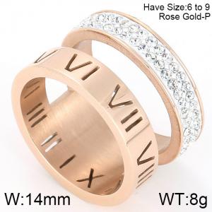 Stainless Steel Stone&Crystal Ring - KR44370-K