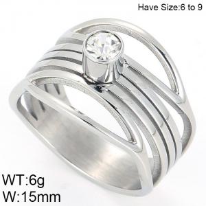 Stainless Steel Stone&Crystal Ring - KR44394-K