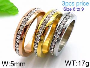 Stainless Steel Stone&Crystal Ring - KR44400-K