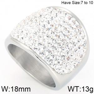 Stainless Steel Stone&Crystal Ring - KR44436-K