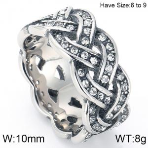 Stainless Steel Stone&Crystal Ring - KR44459-K