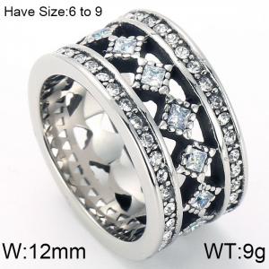Stainless Steel Stone&Crystal Ring - KR44461-K