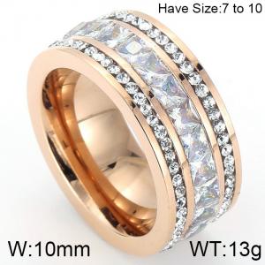 Stainless Steel Stone&Crystal Ring - KR44670-K