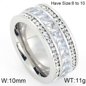 Stainless Steel Stone&Crystal Ring - KR44672-K