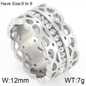 Stainless Steel Stone&Crystal Ring - KR44675-K
