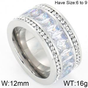 Stainless Steel Stone&Crystal Ring - KR44676-K