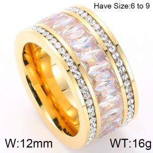 Stainless Steel Stone&Crystal Ring - KR44677-K