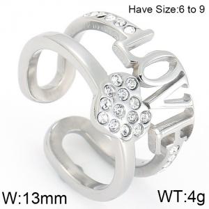 Stainless Steel Stone&Crystal Ring - KR44684-K