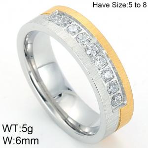 Stainless Steel Stone&Crystal Ring - KR44843-K