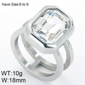 Stainless Steel Stone&Crystal Ring - KR44924-K