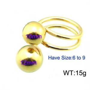 Gold Double Steel Ball Double Layer Open Ring - KR45068-Z