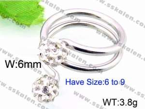 Stainless Steel Stone&Crystal Ring - KR45071-Z