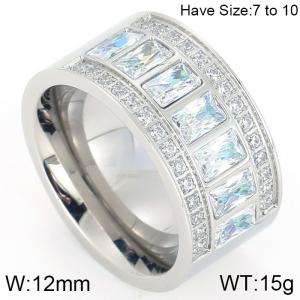 Stainless Steel Stone&Crystal Ring - KR45448-K