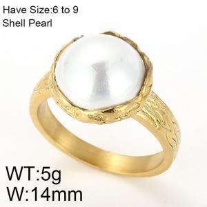 SS Shell Pearl Rings - KR45648-K