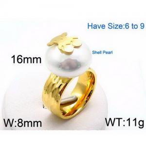 SS Shell Pearl Rings - KR46197-K