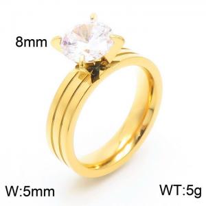 Stainless Steel Stone&Crystal Ring - KR46201-K