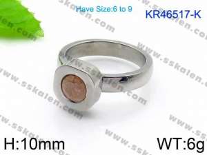 Stainless Steel Stone&Crystal Ring - KR46517-K