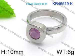Stainless Steel Stone&Crystal Ring - KR46519-K