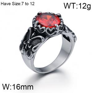 Stainless Steel Stone&Crystal Ring - KR46544-K