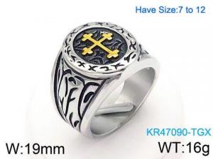 Stainless Steel Gold-plating Ring - KR47090-TGX