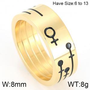 Stainless Steel Gold-plating Ring - KR47296-K