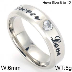 Stainless Steel Stone&Crystal Ring - KR47867-K