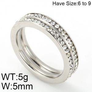 Stainless Steel Stone&Crystal Ring - KR47871-K