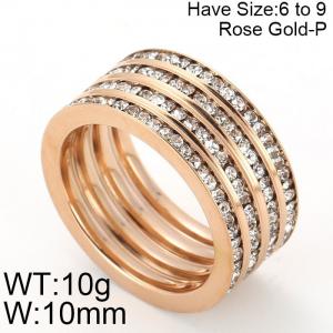 Stainless Steel Stone&Crystal Ring - KR47872-K