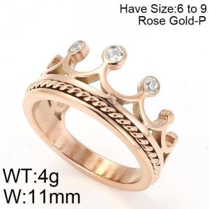 Stainless Steel Stone&Crystal Ring - KR47874-K