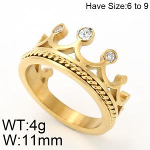 Stainless Steel Stone&Crystal Ring - KR47875-K