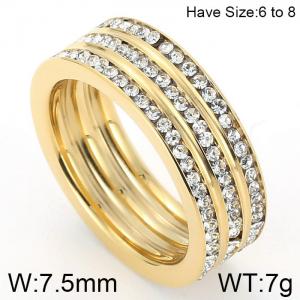 Stainless Steel Stone&Crystal Ring - KR47877-K