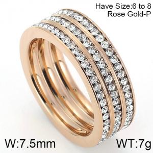 Stainless Steel Stone&Crystal Ring - KR47878-K