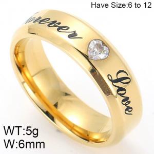 Stainless Steel Stone&Crystal Ring - KR47881-K