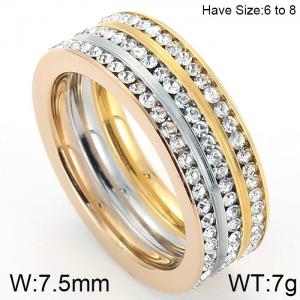 Stainless Steel Stone&Crystal Ring - KR47882-K