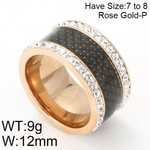 Stainless Steel Stone&Crystal Ring - KR47885-K
