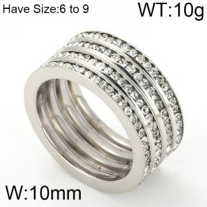 Stainless Steel Stone&Crystal Ring - KR47890-K