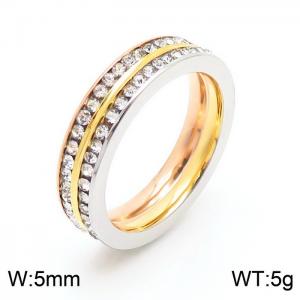 Stainless Steel Stone&Crystal Ring - KR47891-K