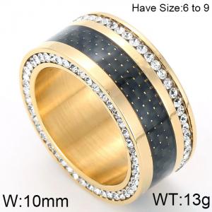 Stainless Steel Stone&Crystal Ring - KR47897-K