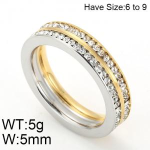 Stainless Steel Stone&Crystal Ring - KR47898-K