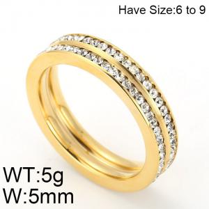 Stainless Steel Stone&Crystal Ring - KR47911-K