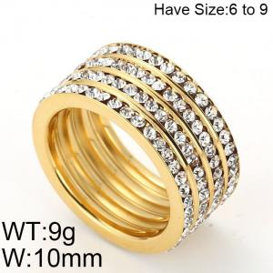 Stainless Steel Stone&Crystal Ring - KR47926-K