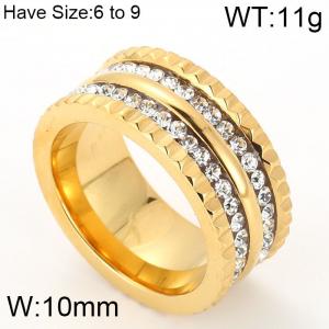 Stainless Steel Stone&Crystal Ring - KR47927-K