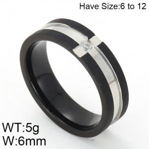 Stainless Steel Stone&Crystal Ring - KR47938-K