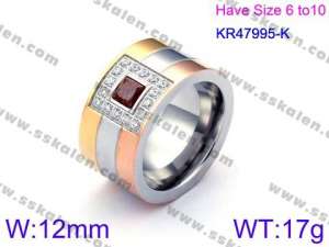 Stainless Steel Stone&Crystal Ring - KR47995-K